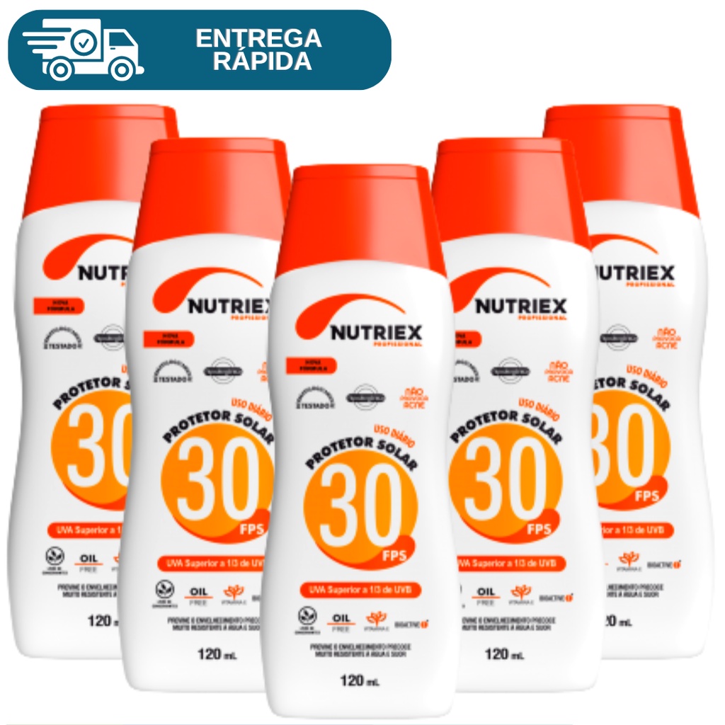 Kit 5 Protetor Solar Fps 30 120ml Nutriex 1/3 UVA 
