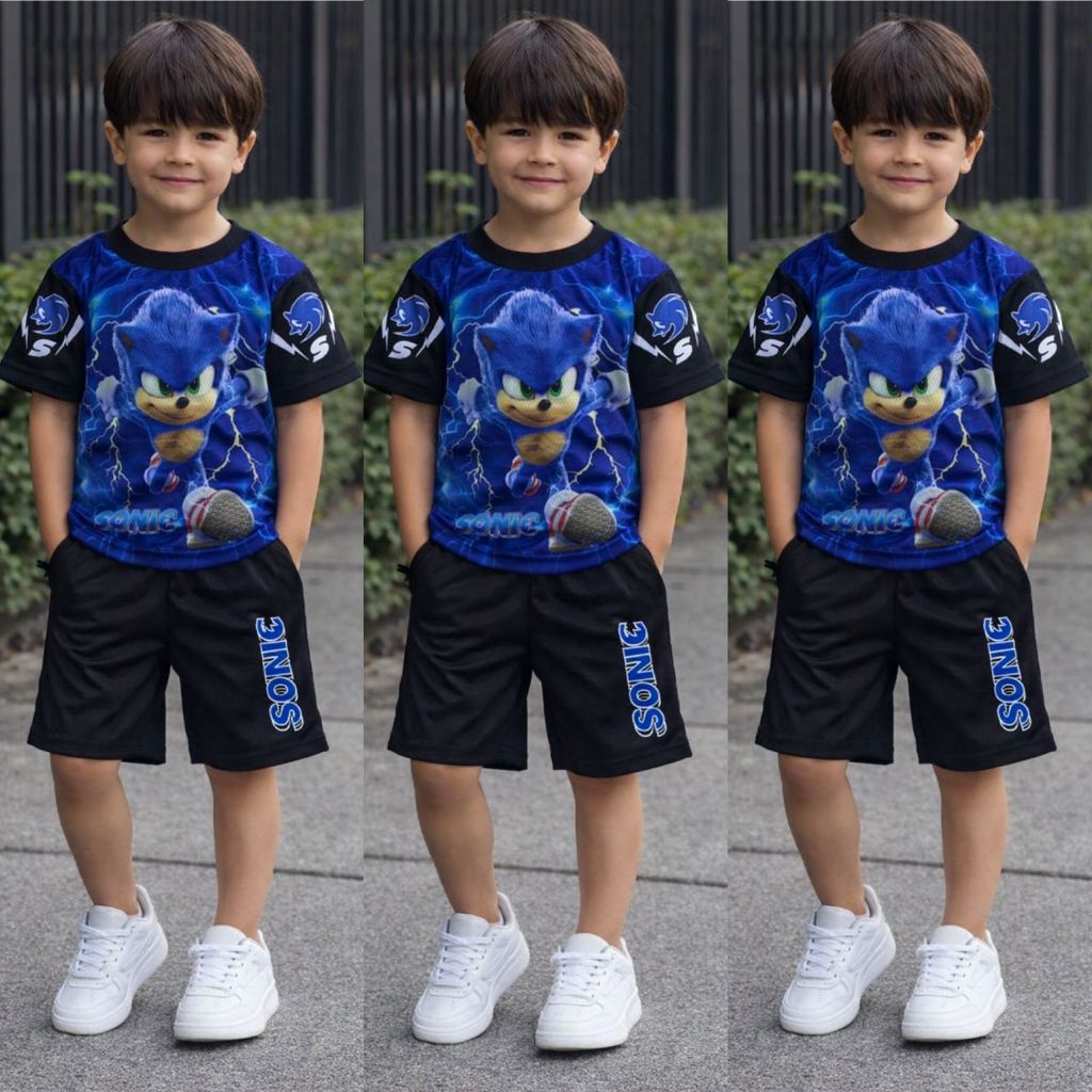 Conjunto infantil menino homem aranha ou sonic fan