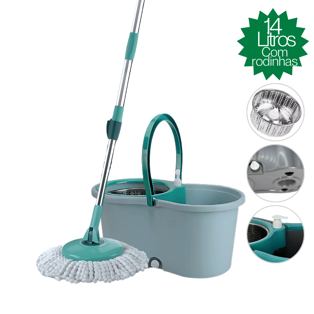 Mop Giratório Com Dispenser e Centrifuga de Inox 