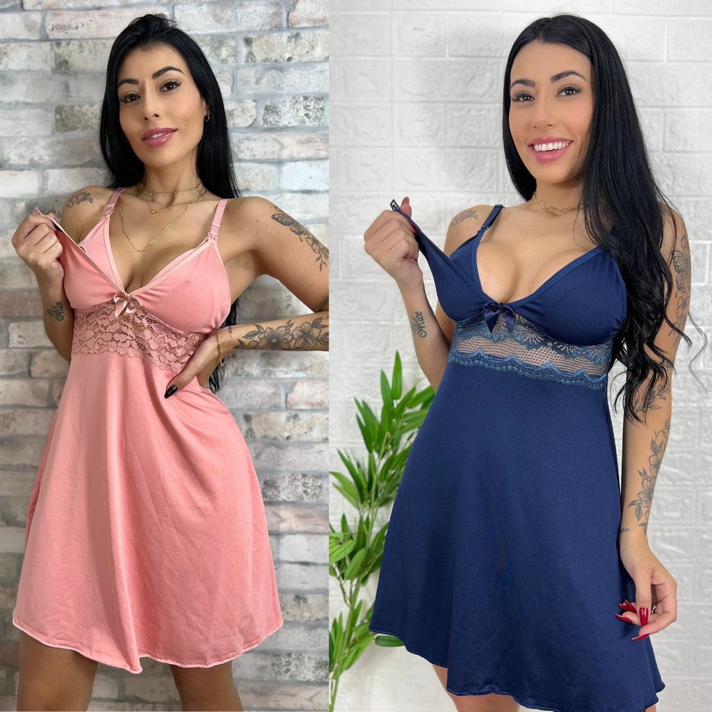 KIT 02 Camisolas Amamentação com Detalhe em Rend