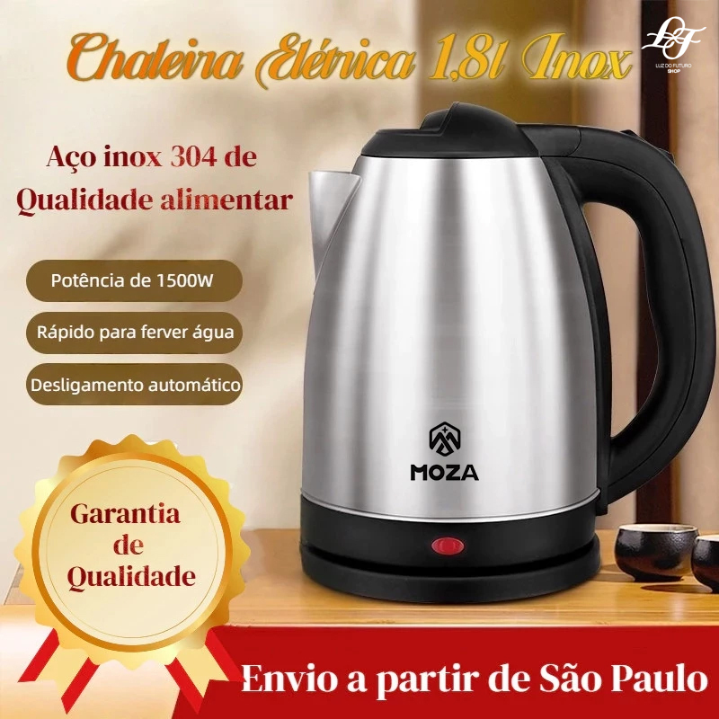 Chaleira elétrica de aço inoxidável, 1,8L , 127