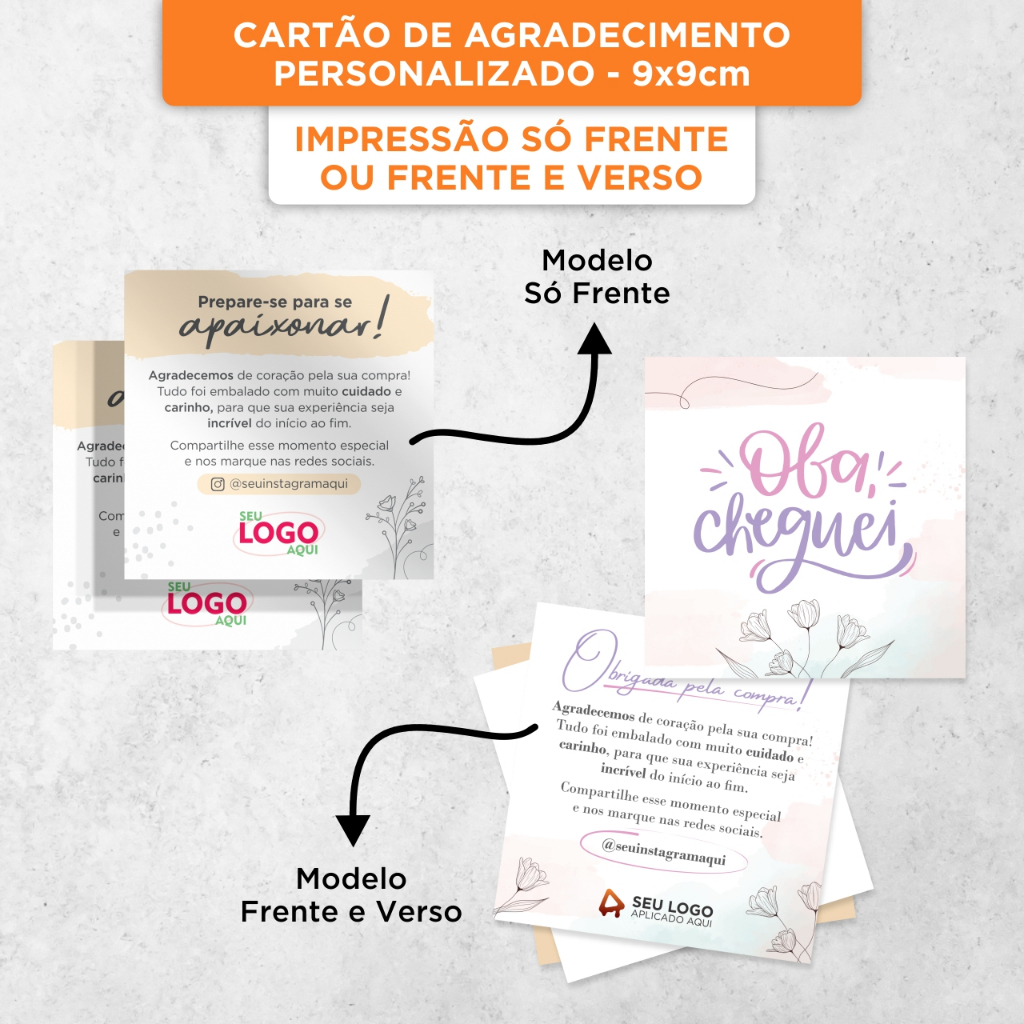 Cartão de Agradecimento Personalizado com Seu Log