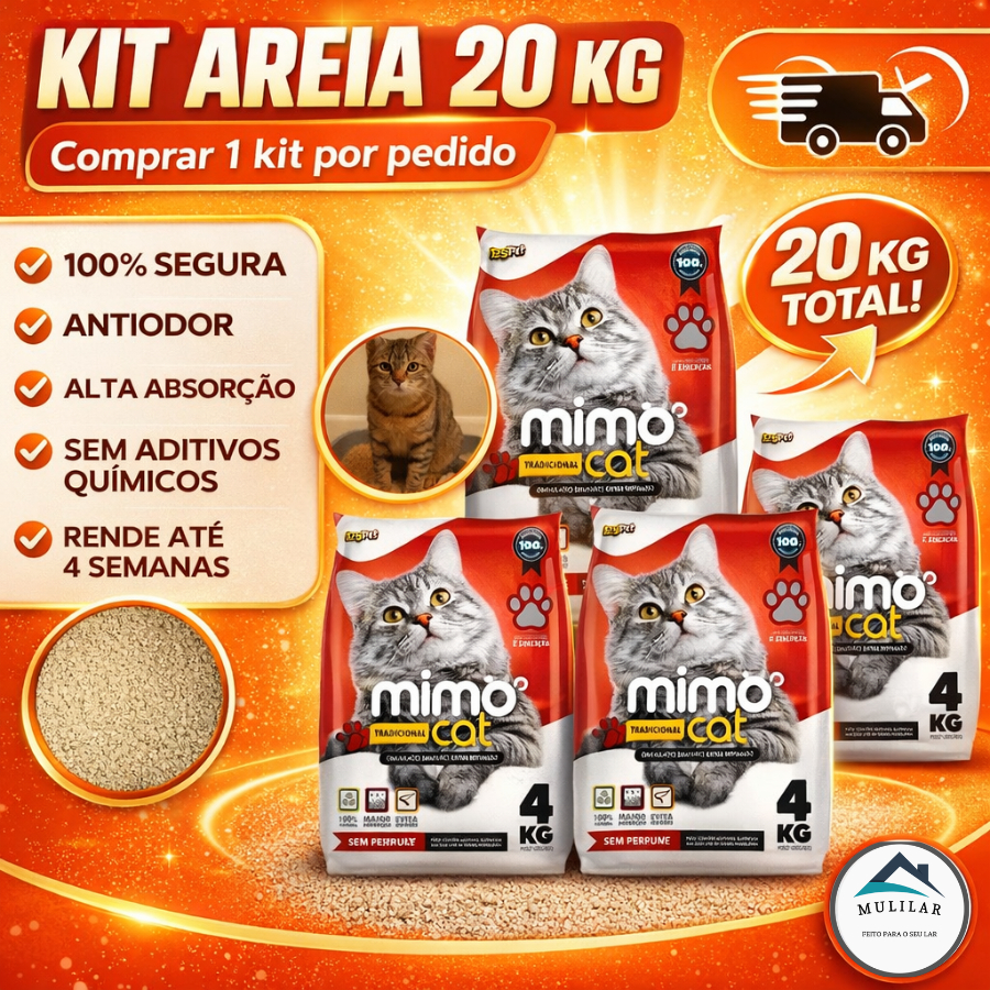 Kit 20 kg Areia para Gato Sanitária Antiodor Higi
