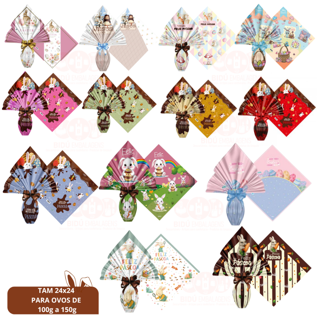 Kit 25 Saco Pratic 24cm x 24cm para Ovos de Pásco