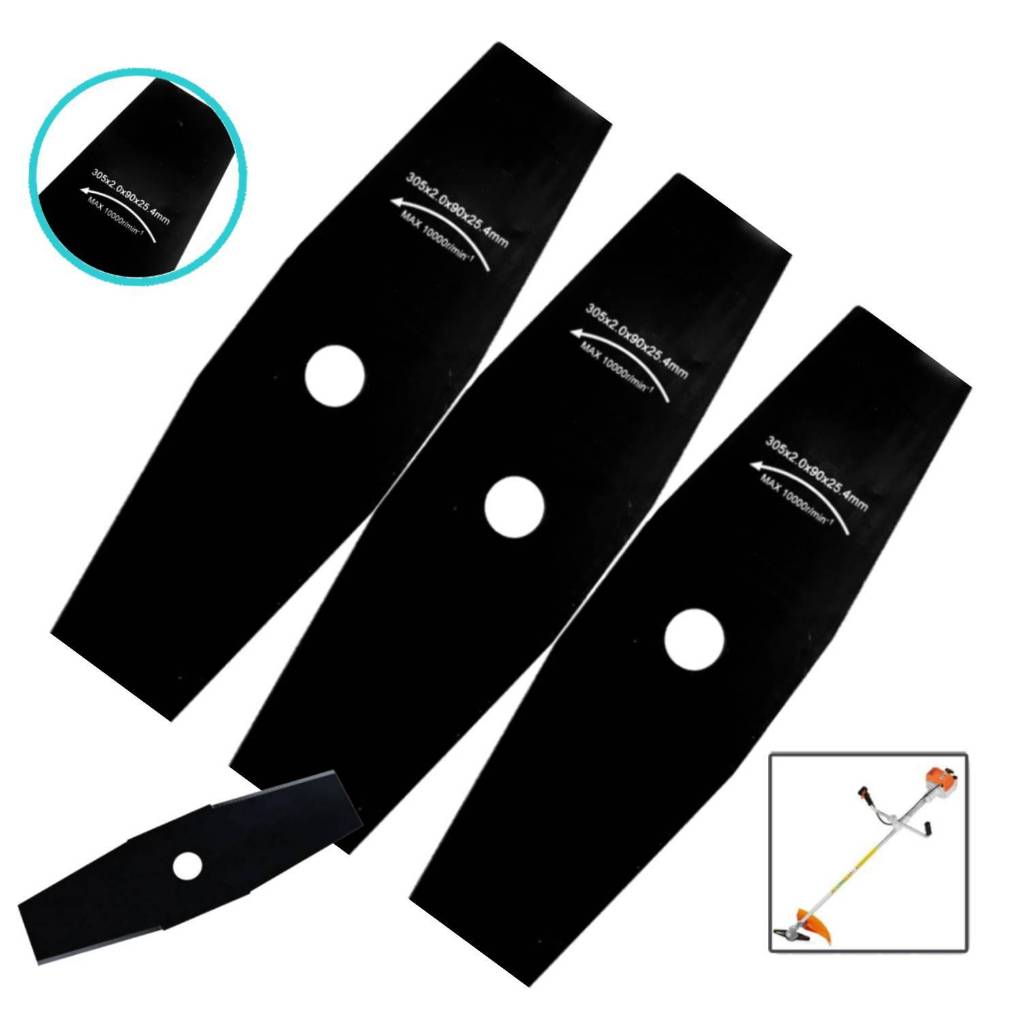 3 UNIDADES Lâminas Para Roçadeira 2 Pontas FURO 