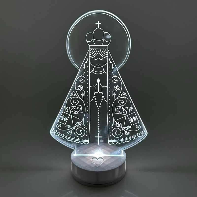 Luminária Nossa Senhora Aparecida LED 3D ABAJUR a