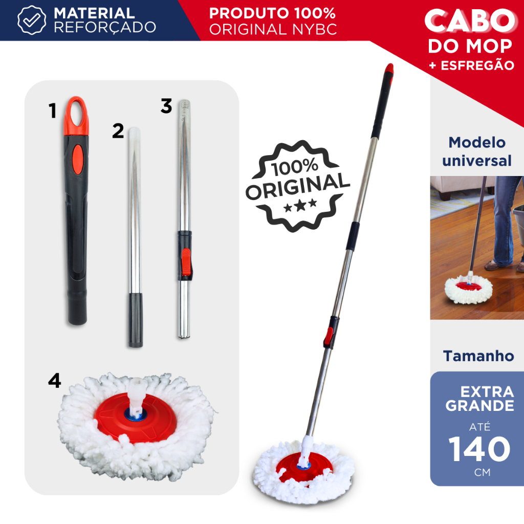 Cabo Mop Giratório Completo Com 140 Cm – NL