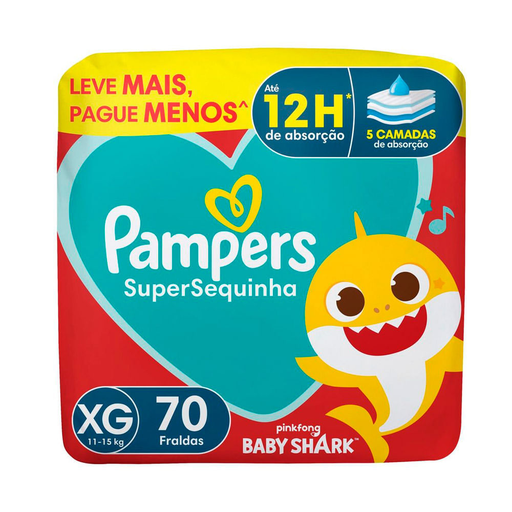 Fralda Pampers Supersequinha Tamanho XG 70 Unidade