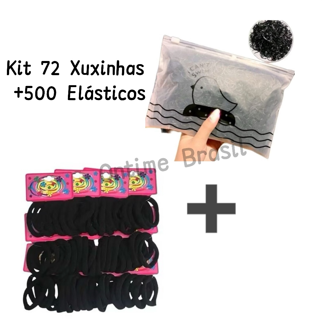Kit 72 Xuxinhas+500 Elásticos De Cabelo Multicolo