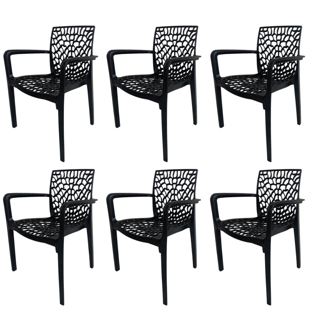 Kit 6 Cadeira Gruvyer Com Braço Exclusiva Jantar 