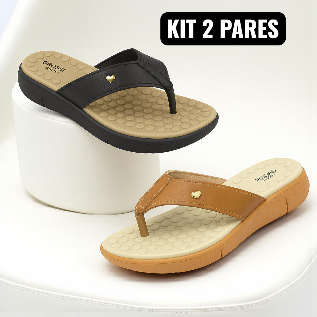 Kit 2 Pares Chinelo Ortopédico Feminino Tamanco C