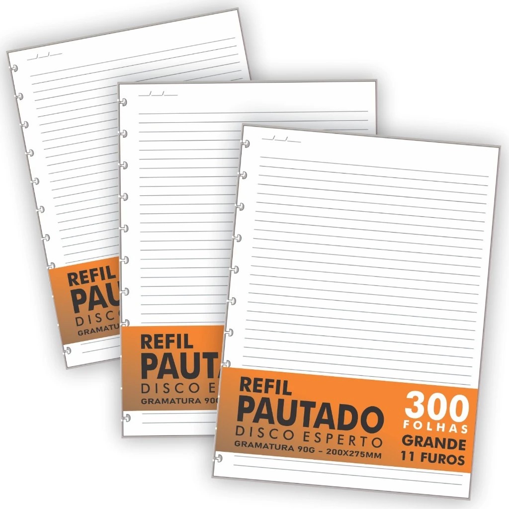 Caderno inteligente Kit 100 200 300 folhas Refil t