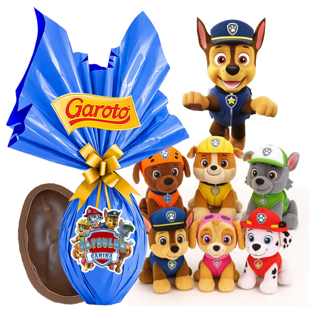 Kit Ovo De Páscoa  Patrulha Canina + Pelúcias In