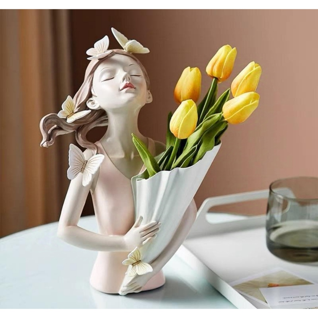 Busto Milli Butterfly Vaso De flores Rosa Para Dec