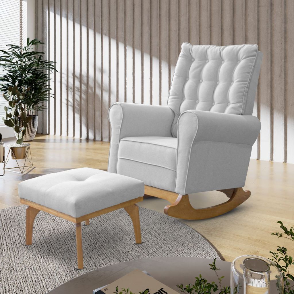 Poltrona para Amamentação com Puff Paris Linho P