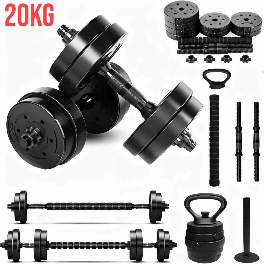Kit Halteres Anilhas Barras e Kettlebell Ajustáve