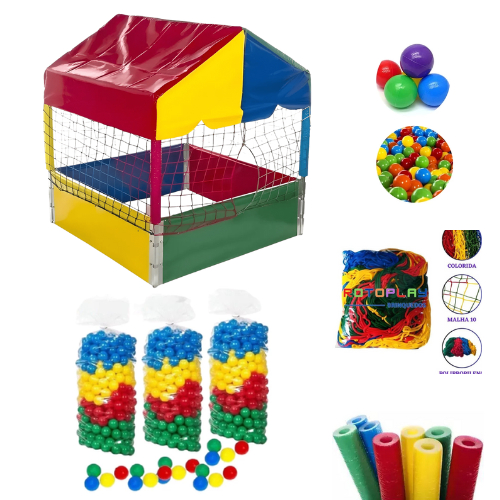 Piscina de Bolinhas Quadrada 1,00m Premium com 100