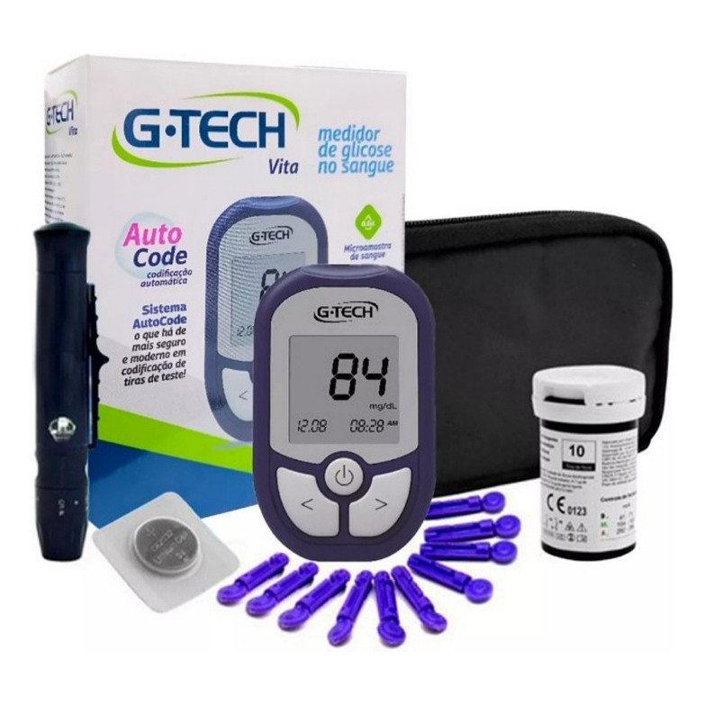 Medidor Glicose Diabete Gtech Vita Kit Com 1 Apare