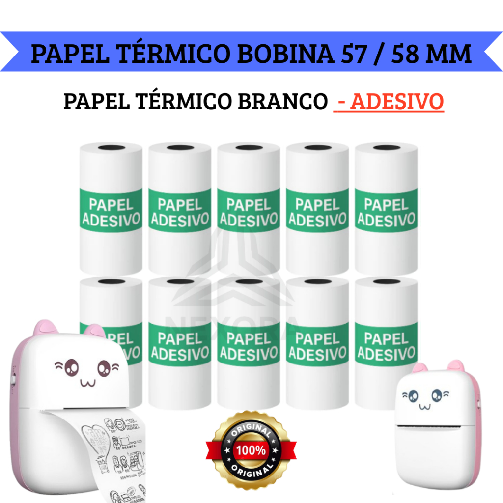 Bobina Térmica Adesivo Rolo De Papel Branco Refil