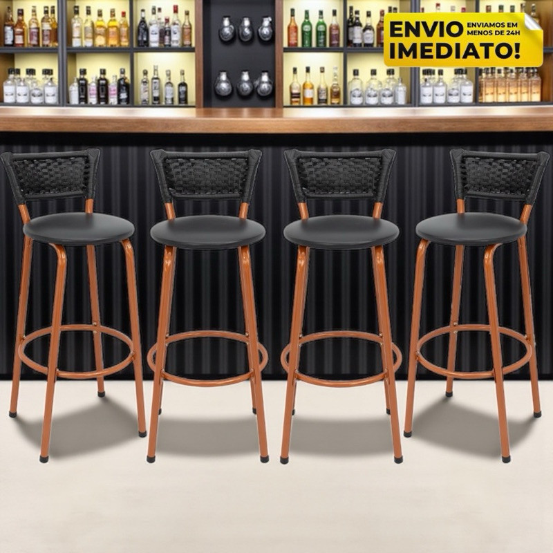 Kit 4 Banqueta Alta Premium de Cobre Area Gourmet 