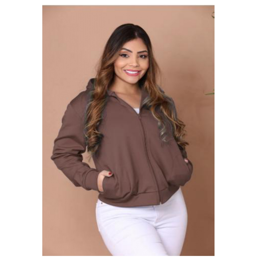 Casaco Feminino confortável em moletom, modelo li