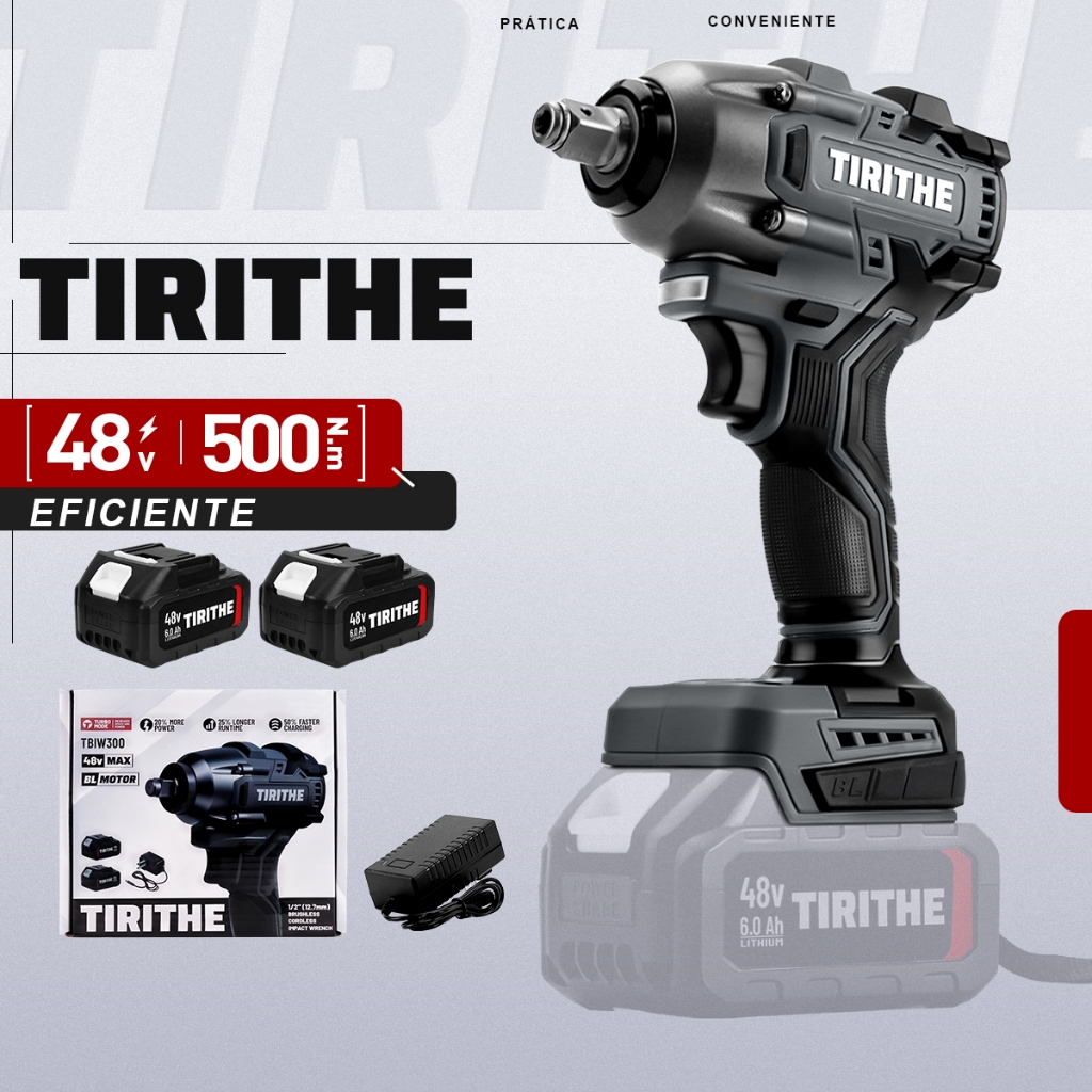 Chave De Impacto Brushless 500nm 48v Com 2 Bateria