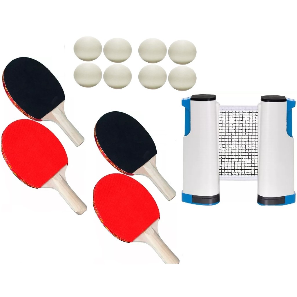 Ping Pong Kit 13 Pçs Tênis Mesa 4 Raquetes 8 Bol