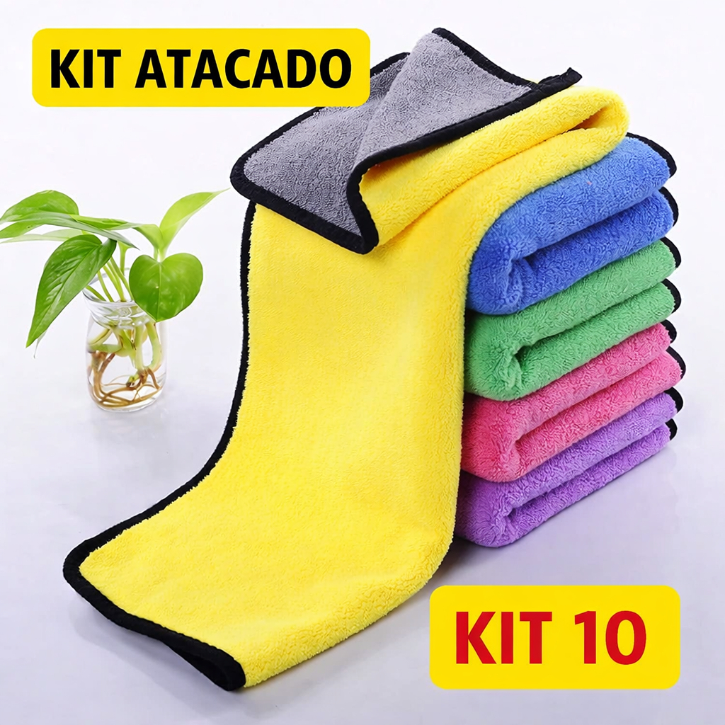 Kit 1-10 Toalha Pano Limpeza 30×40 2 Lados Li