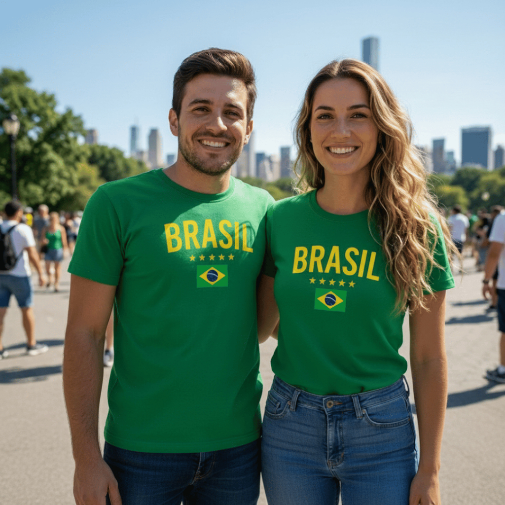Kit Casal Seleção Brasileira Camisetas Brasil E
