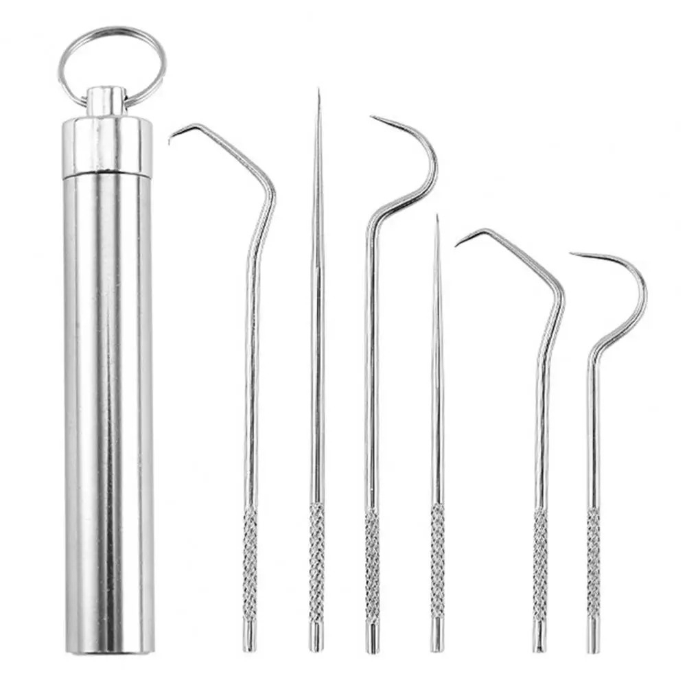 Kit 7 Peças De Limpeza Dental Aço Inoxidável