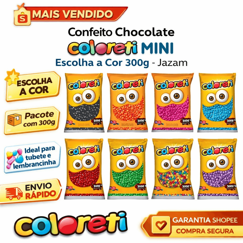 Confeito Chocolate Coloreti Mini Escolha a Cor 300