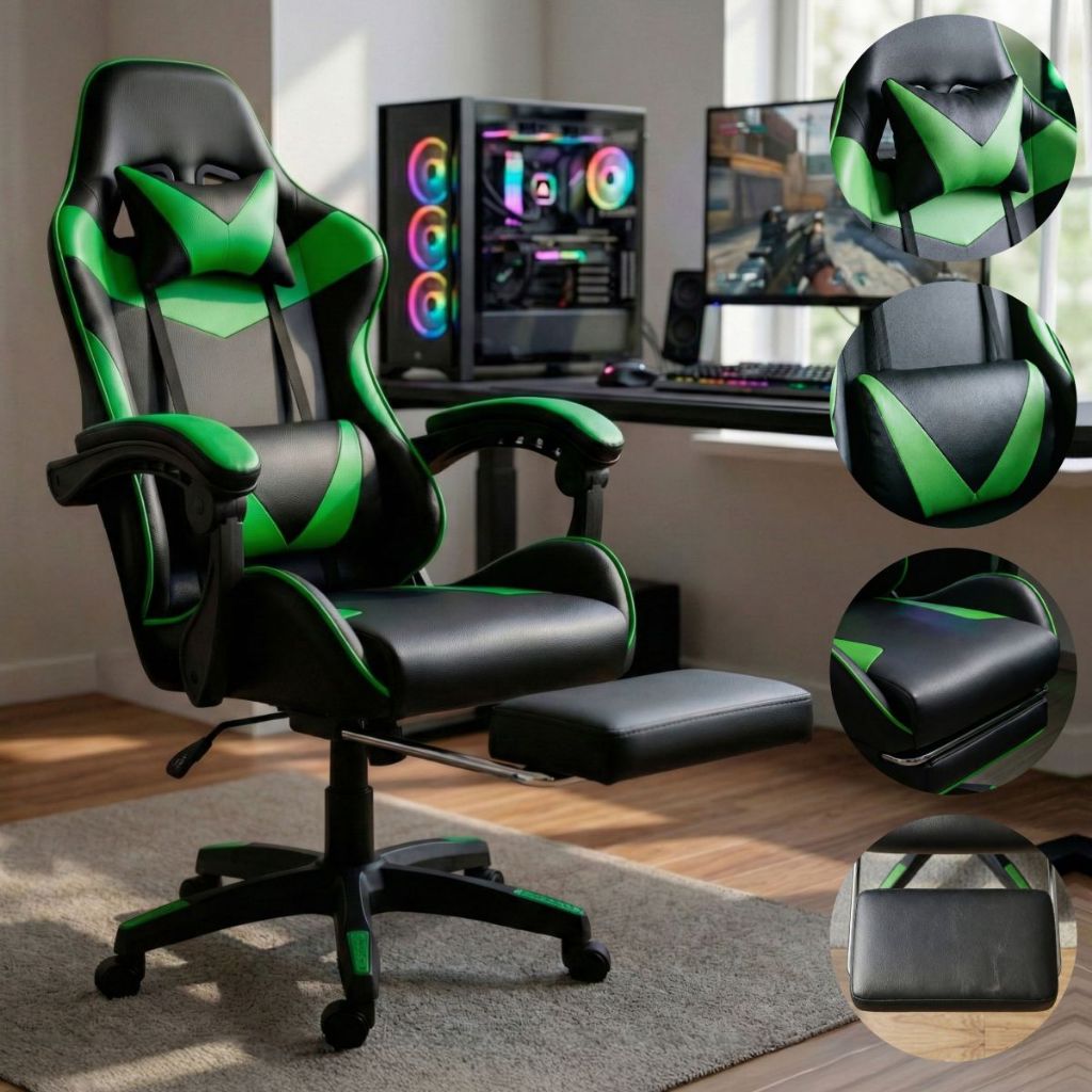 Cadeira Gamer Preta Ergonômica Reclinável Confor