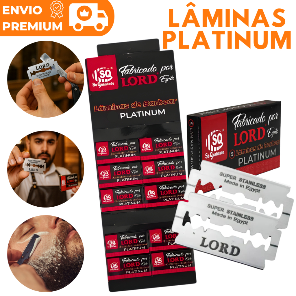 Kit Lâminas de Barbear Lord Platinum Inox Profiss