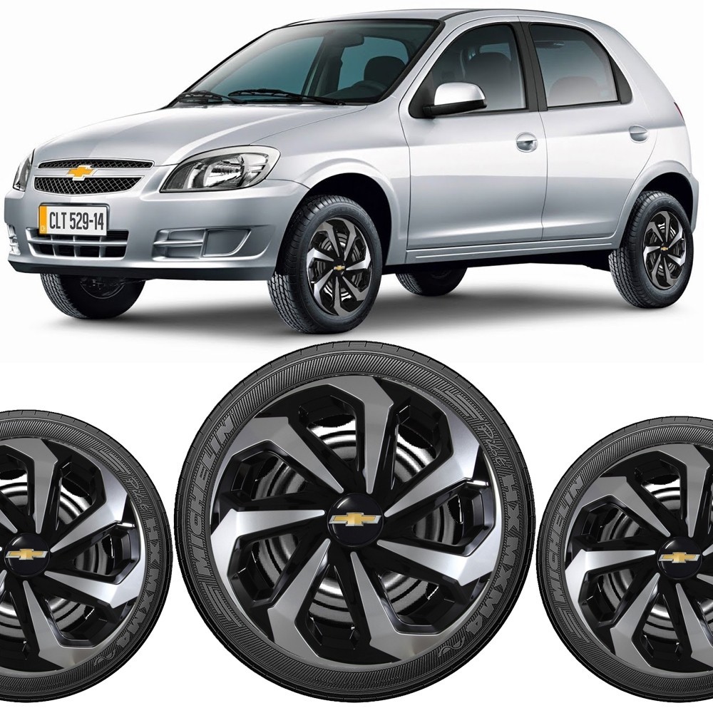 kit 4 Calota Aro 13 14 15  Compativel Com Celta Co