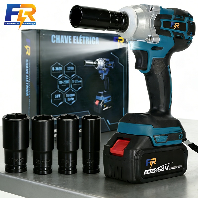 Chave de Impacto Elétrica Sem Fio 3 em 1 Com 68V 
