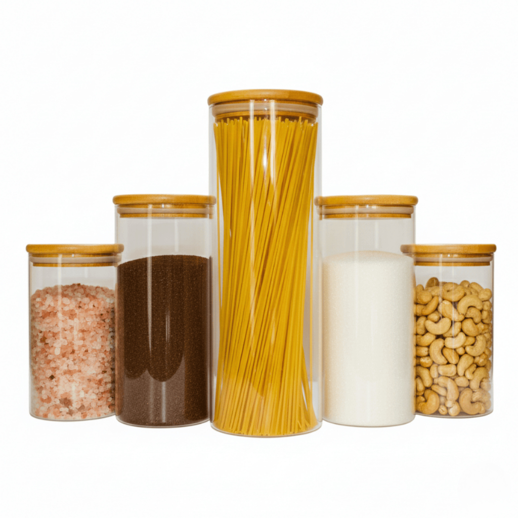 Kit 5 Porta Mantimentos Pote Hermético Vidro Tamp