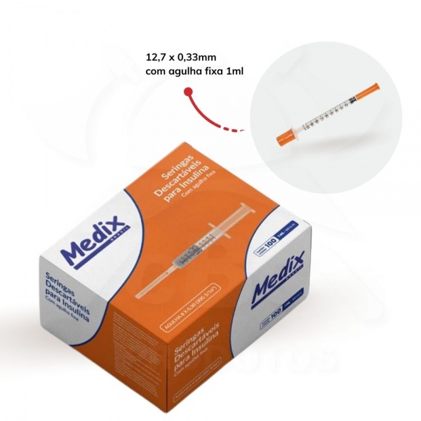 Seringa Insulina 1ml Com Agulha 8×0,3mm Medix