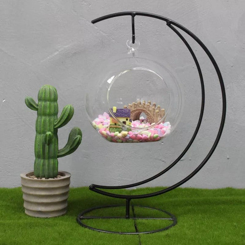 Suporte De Ferro Lua Decoração Pendurar Flor Ter