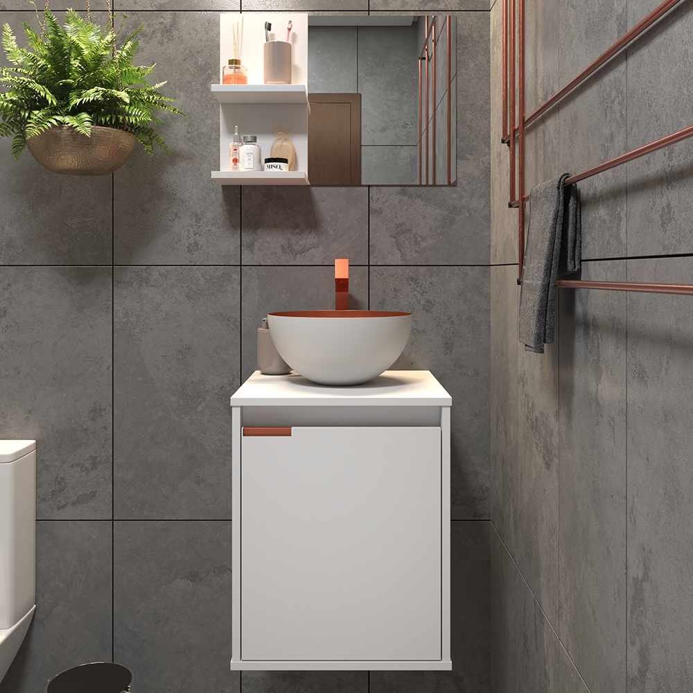 Gabinete Banheiro Completo Cuba Espelheira Espelho