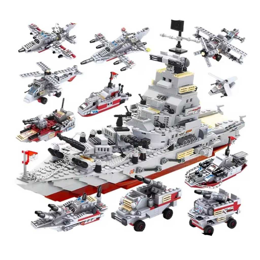 Blocos de montar batalha naval 8em1: navio princip