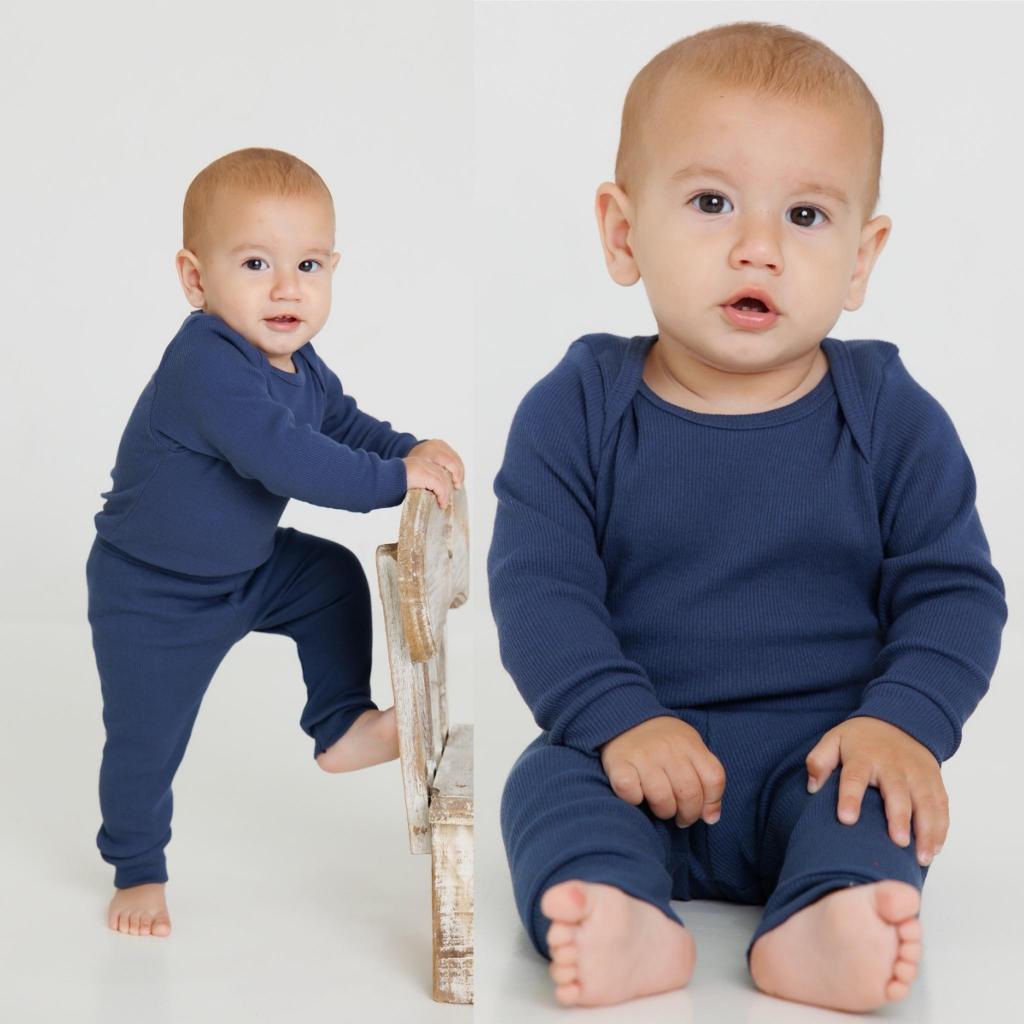Conjunto Canelado Bebê Infantil body e calça pag