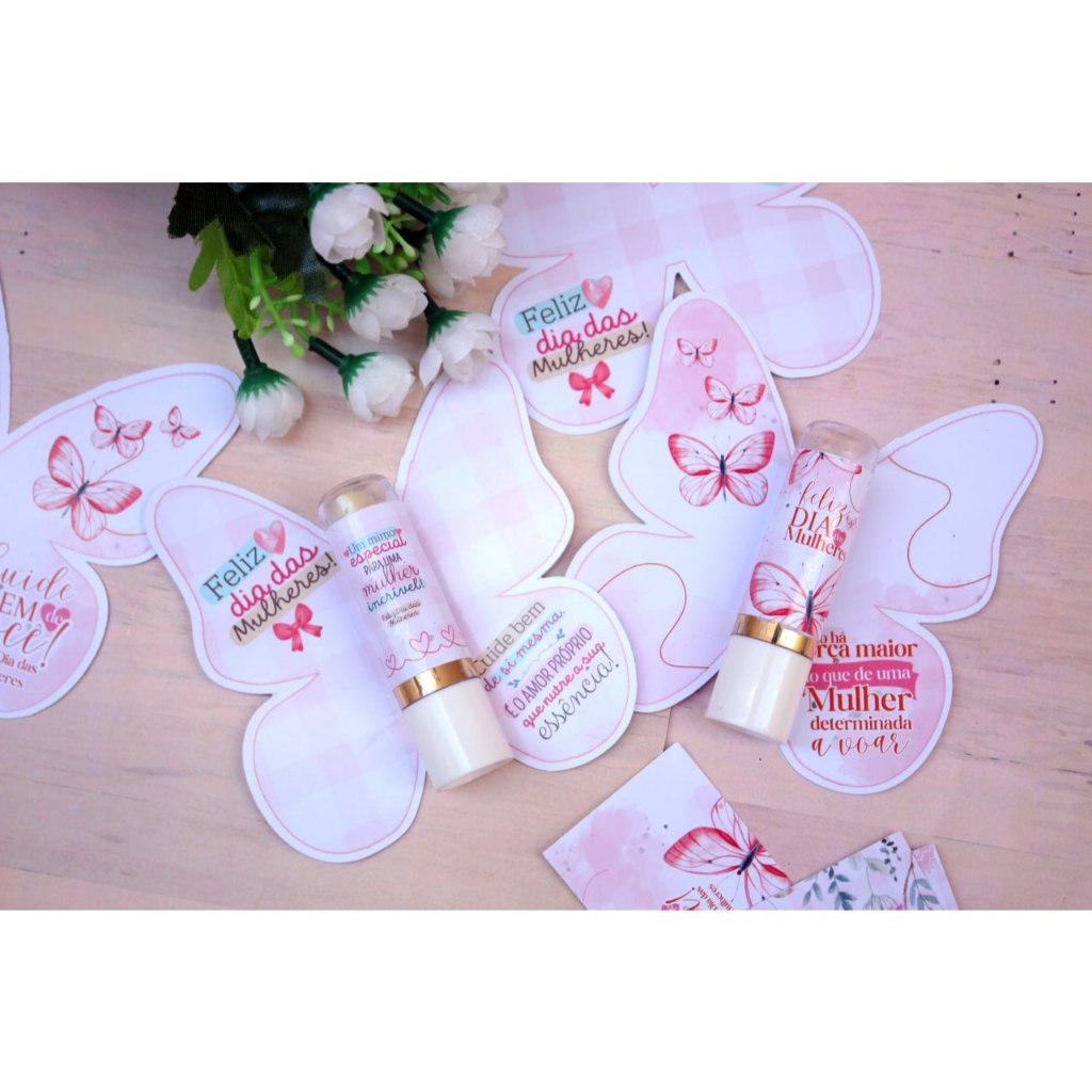 Kit com 10/15/20 Batom manteiga de cacau + card bo