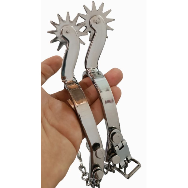 espora vaquejada inox cão longo cavalo roseta 7 d