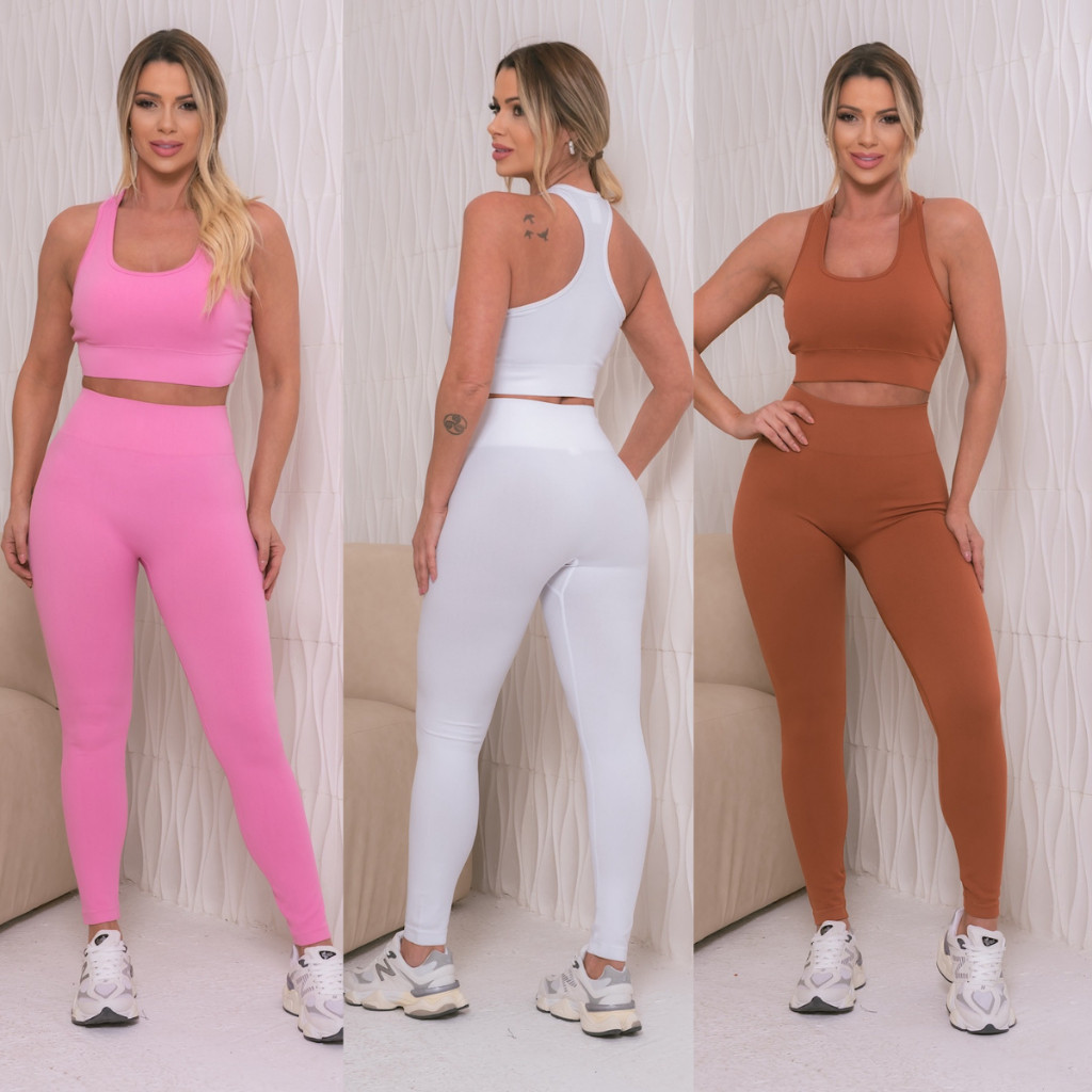 Conjunto Academia Fitness Legging e Top Cintura Al