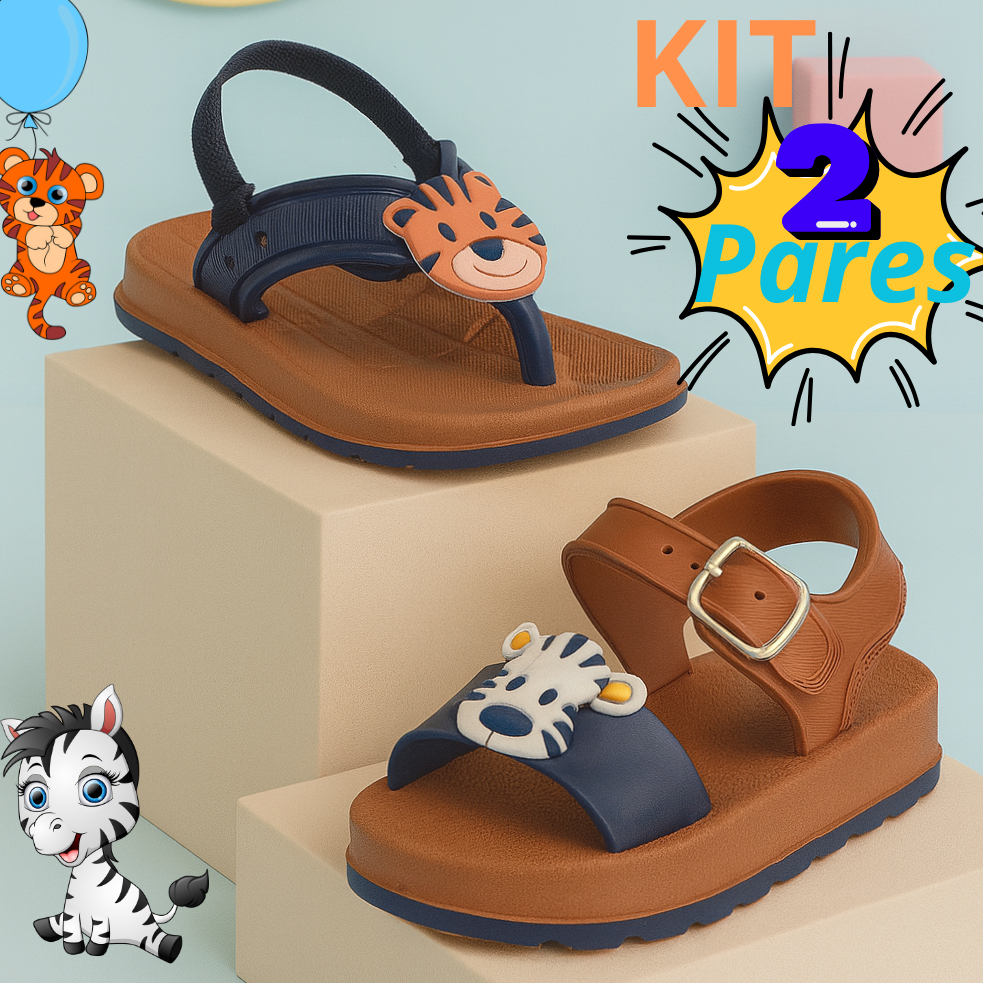 Kit 2 Pares sandália chinelo infantil masculino m