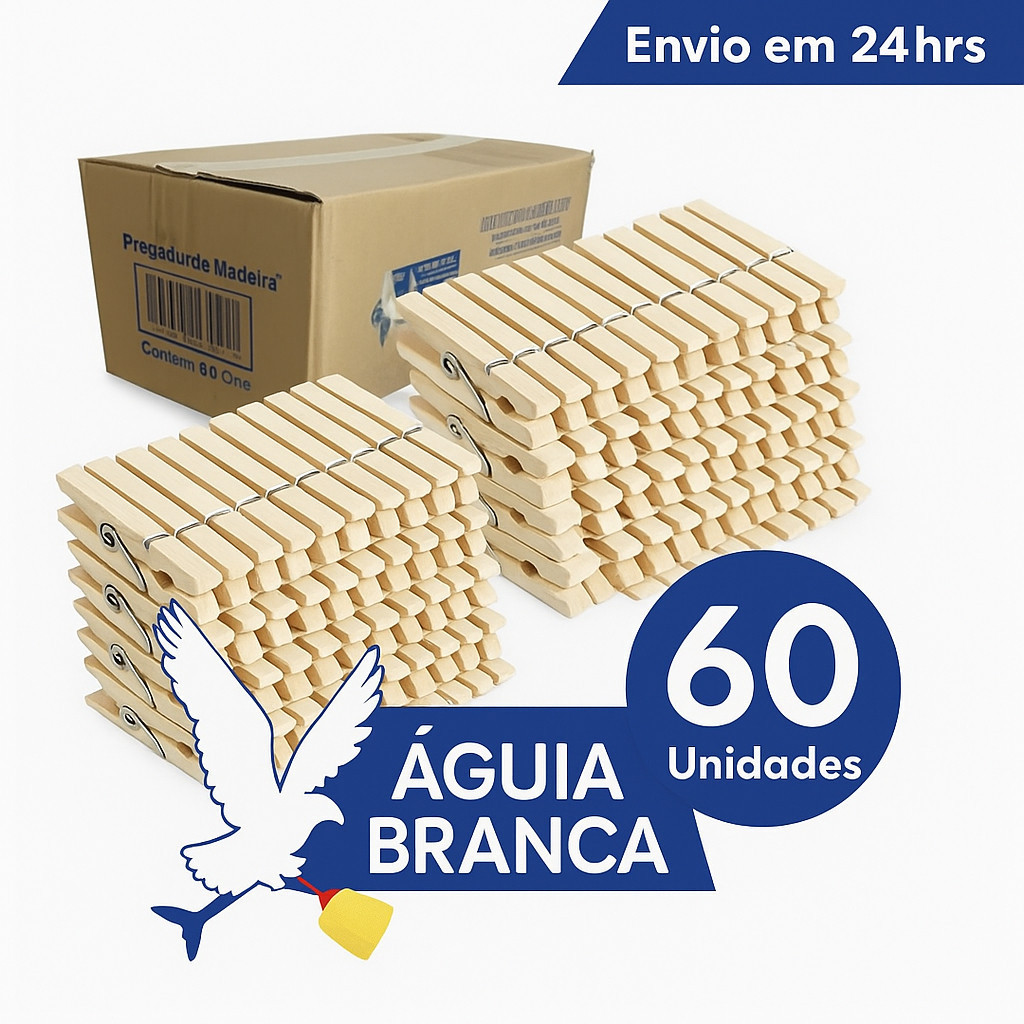Kit com 60 Unidades  Pregadores de Madeira –