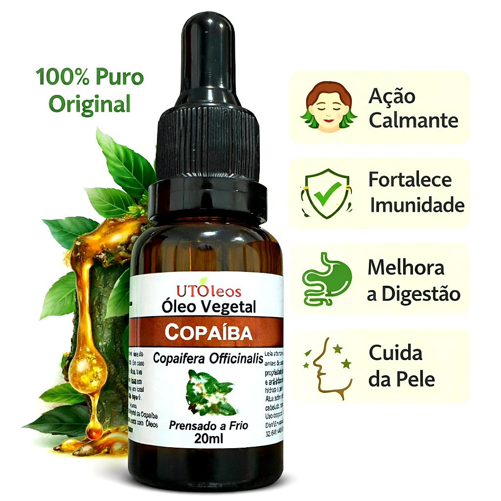 Óleo Vegetal De Copaíba 100% Puro Conta Gotas 20
