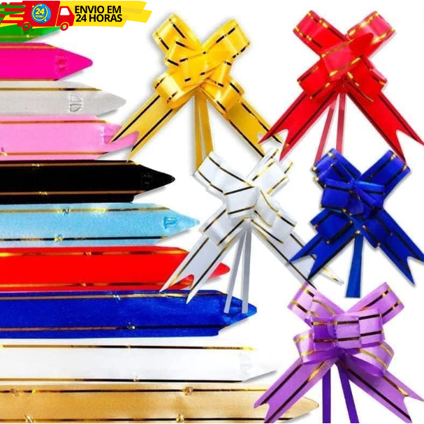 Kit 10 Laços Mágicos De Fita Para Presentes 12mm