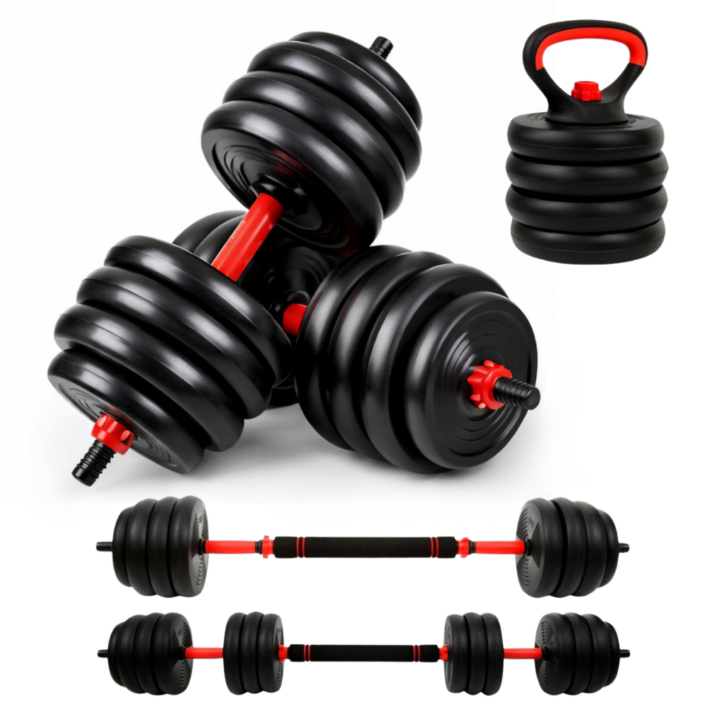 Kit Halteres 6 em 1 Peso Musculação até 50kg Aj