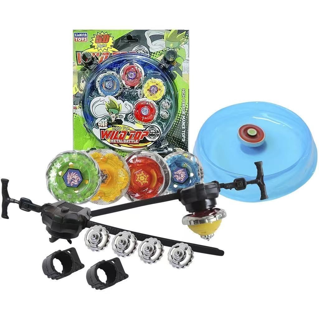 BRINQUEDO Kit 4 Beyblade Metal Fusion Led Tornado 